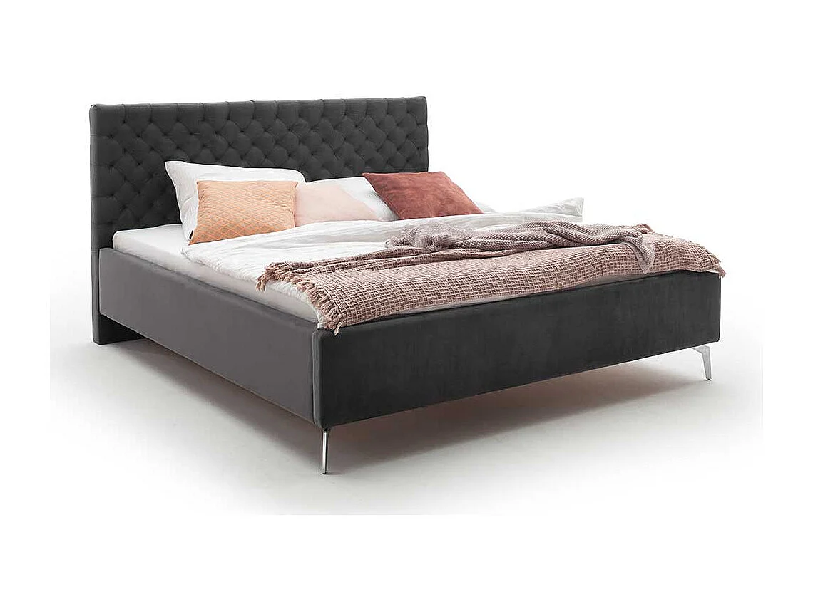 Polsterbetten mit Lattenrosten in Anthrazit Chromfarben