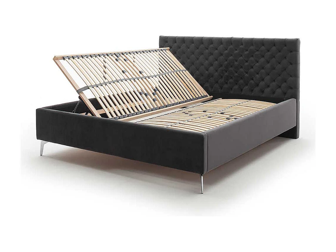 Polsterbetten mit Lattenrosten in Anthrazit Chromfarben