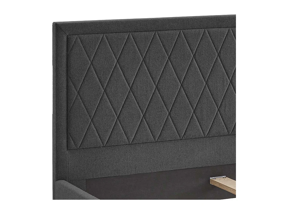 Polsterbett Anthrazit Doppelbett aus Webstoff Vierfußgestell aus Holz