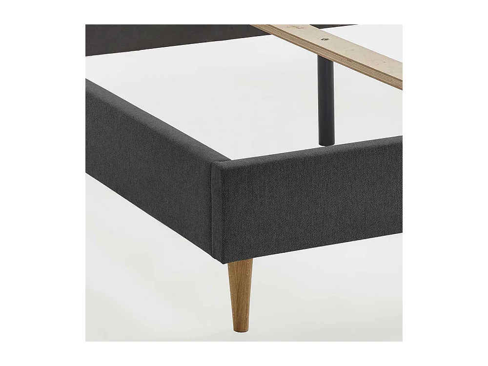 Polsterbett Anthrazit Doppelbett aus Webstoff Vierfußgestell aus Holz
