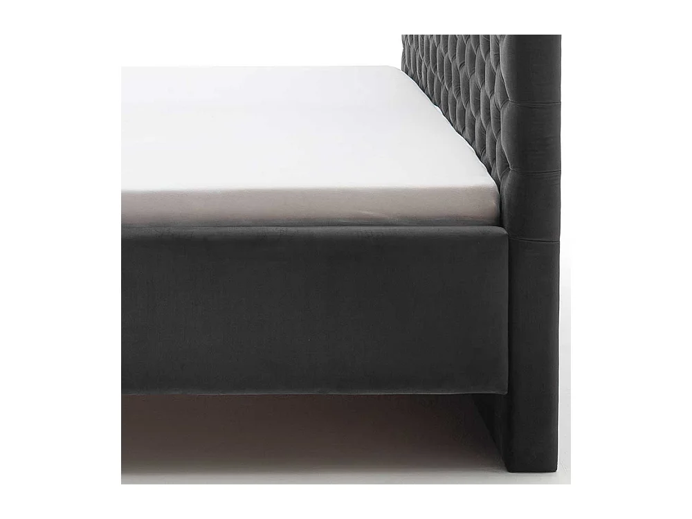 Polster Doppelbett Dunkelgrau aus Samt und Metall modernem Design