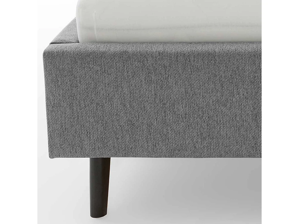 Graues Polsterbett im Skandi Design 50 cm Einstiegshöhe