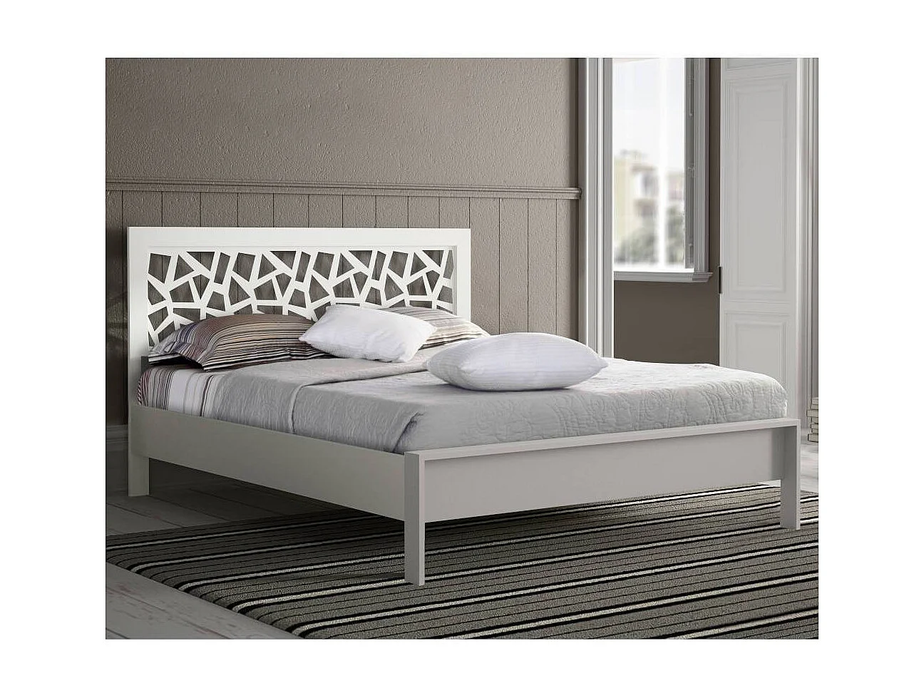 Bettgestell Doppelbett in Weiß pulverbeschichtet