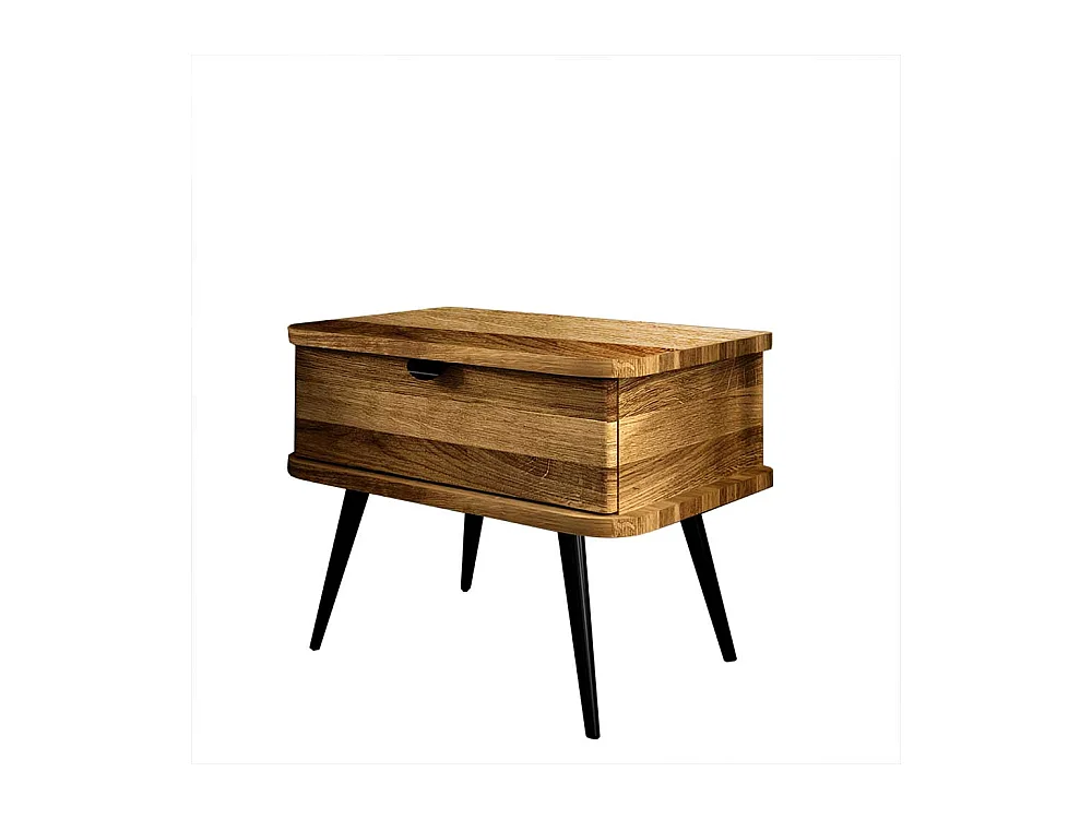 Holzbett mit Metallgestell aus Wildeiche und Stahl 41 cm Einstiegshöhe