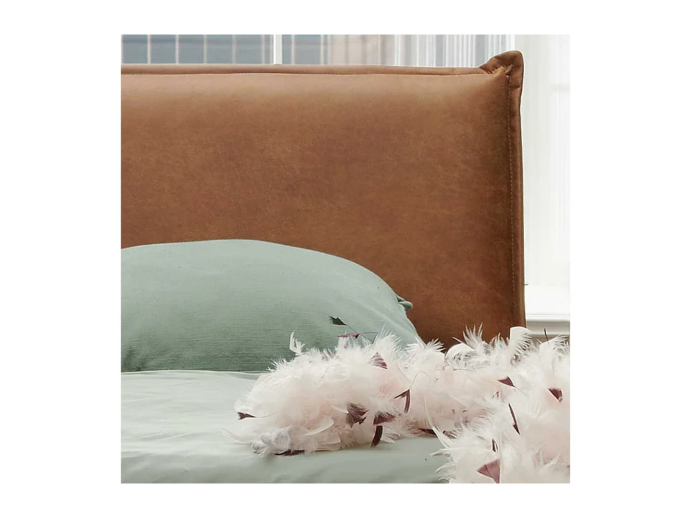 Bett mit Konsolen und Polster in Braun Wildeiche Massivholz & Metall (dreiteilig)