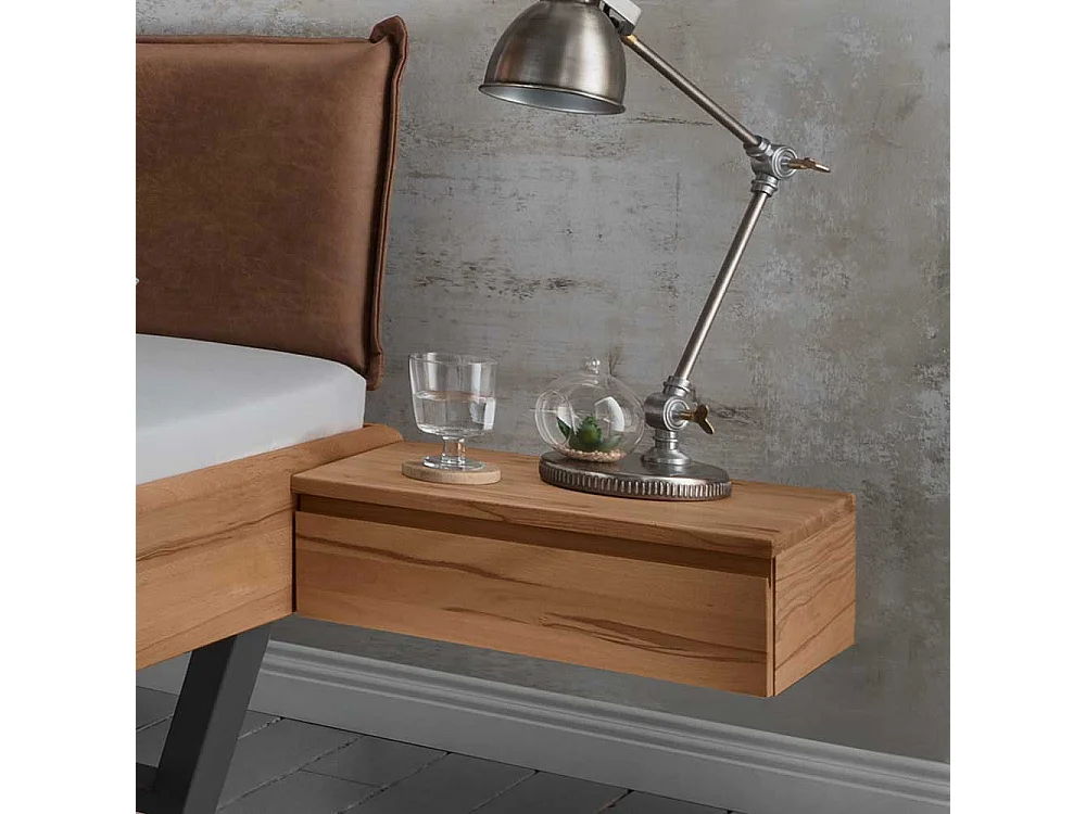 Bett Kombination aus Kernbuche Massivholz und Metall Industry Stil (dreiteilig)