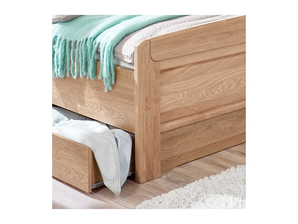 Ehebett aus Eiche teilmassiv LED Beleuchtung (dreiteilig)