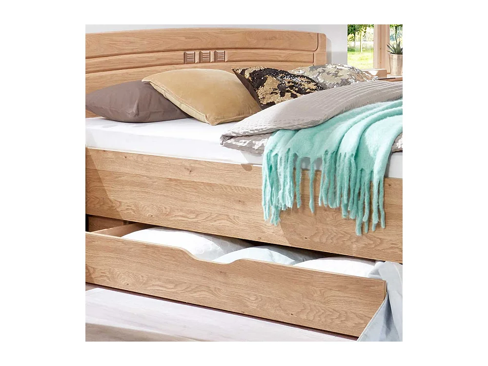 Ehebett aus Eiche teilmassiv LED Beleuchtung (dreiteilig)