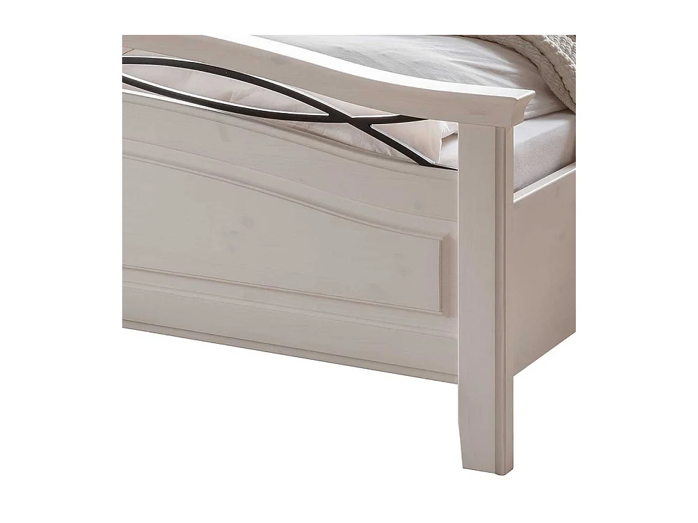 Massives Holzbett in Weiß optional mit Nachtkommoden