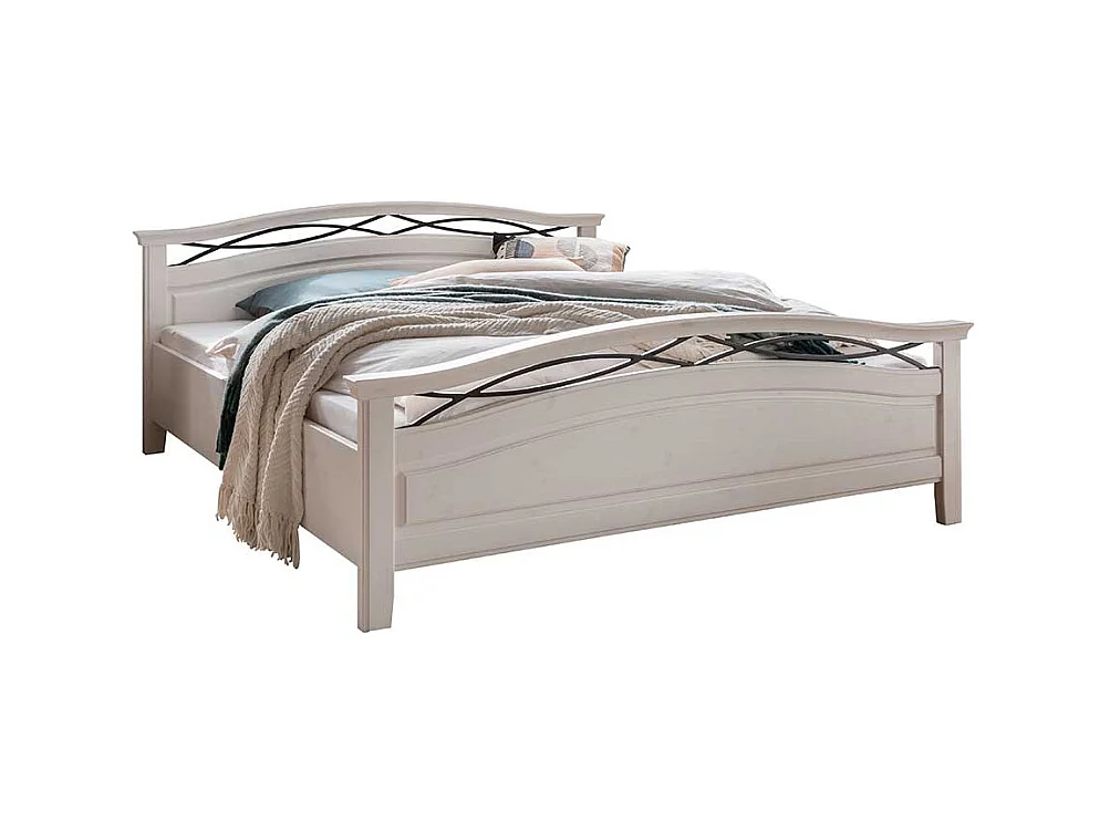 Massives Holzbett in Weiß optional mit Nachtkommoden