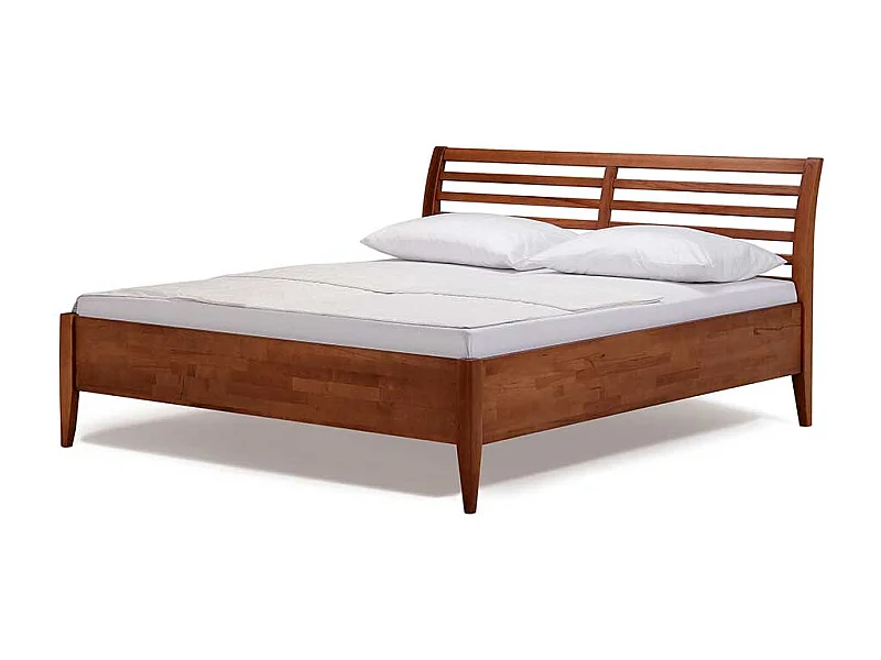 Holzbettgestell in Walnussfarben Buche Massivholz