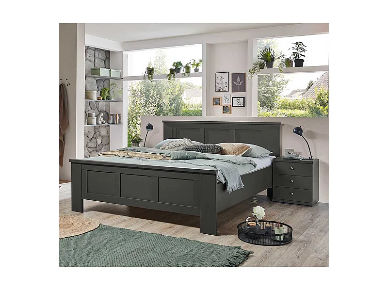 Doppelbett in Dunkelgrau Landhausstil