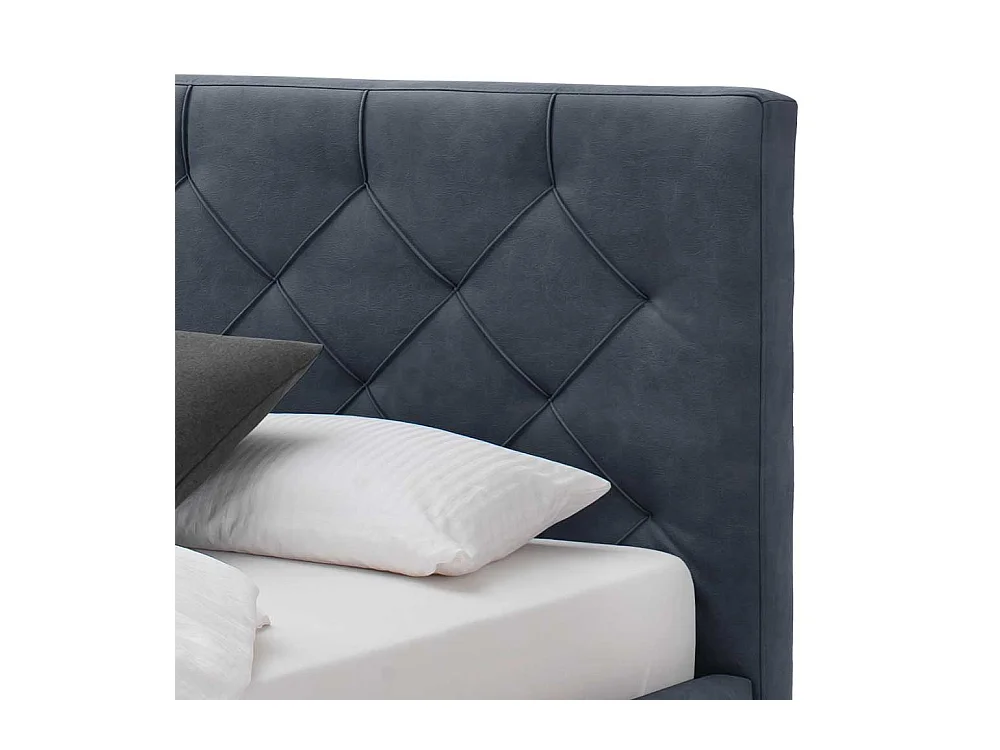 Gepolstertes Bett in Blaugrau Microfaser 55 cm Einstiegshöhe