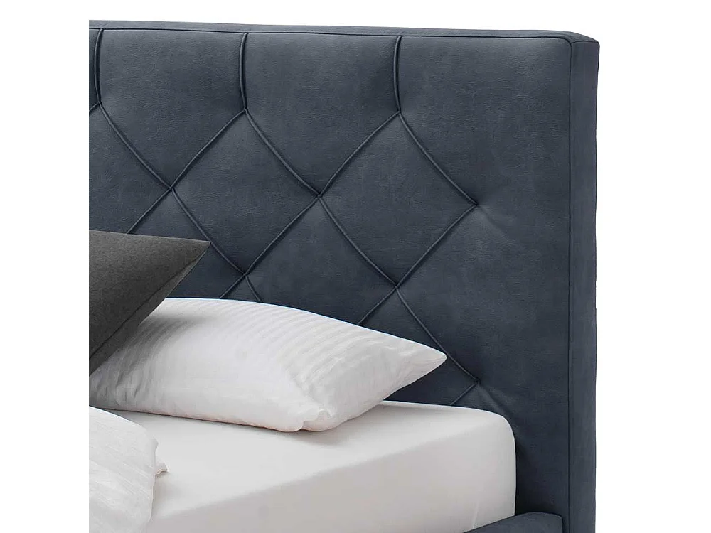 Gepolstertes Bett in Blaugrau Microfaser 55 cm Einstiegshöhe