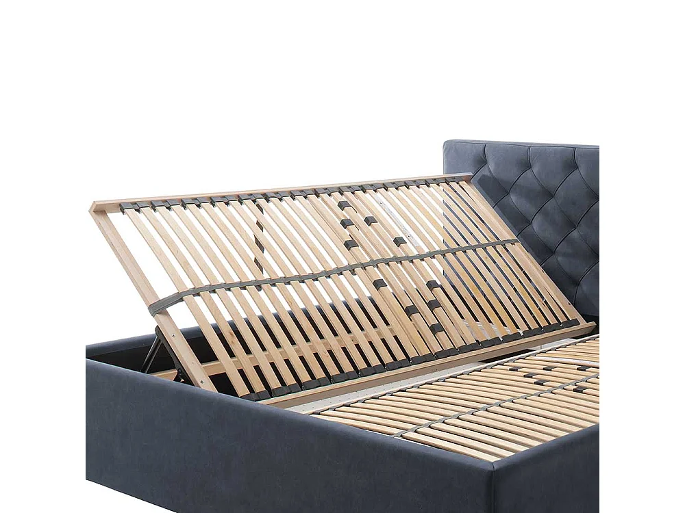 Gepolstertes Bett in Blaugrau Microfaser 55 cm Einstiegshöhe