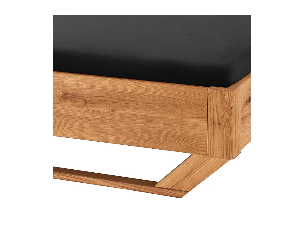 Wildeiche Massivholz Bett 43 cm Einstiegshöhe Holz Kufen