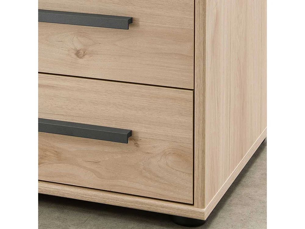 Ehebett in Eichefarben und Dunkelgrau LED Beleuchtung (dreiteilig)