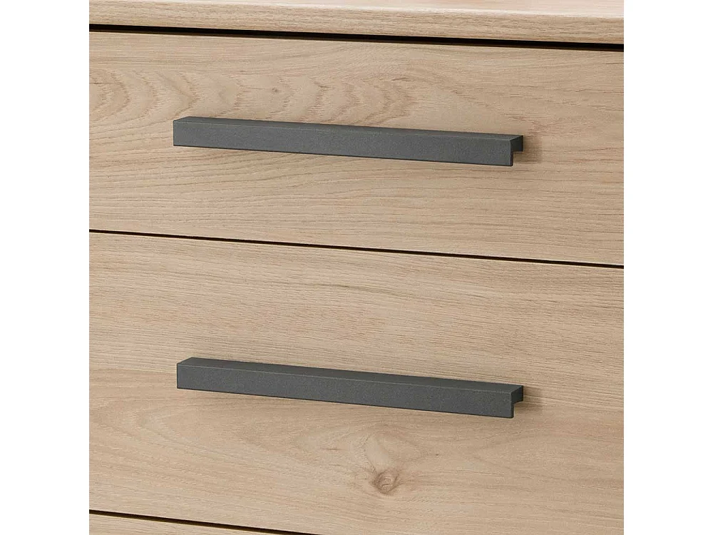 Ehebett in Eichefarben und Dunkelgrau LED Beleuchtung (dreiteilig)