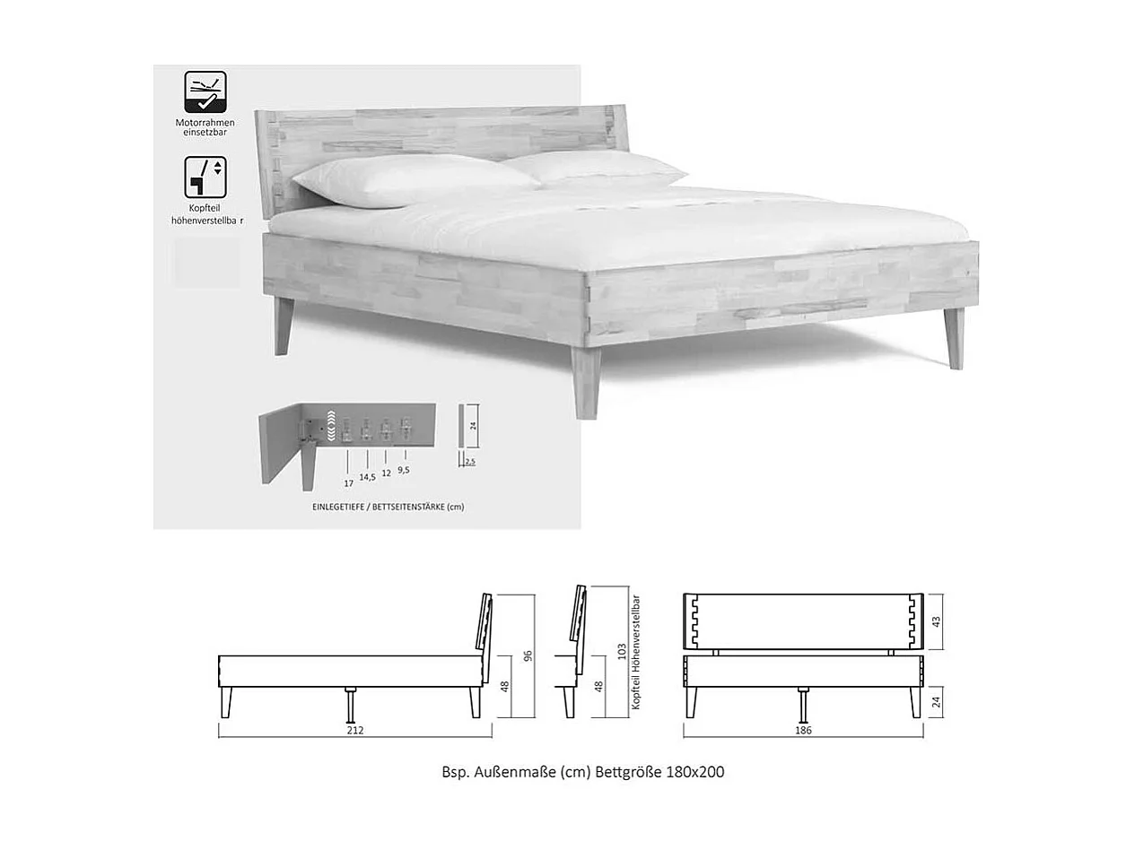 Singelbett aus Kernbuche Massivholz geölt