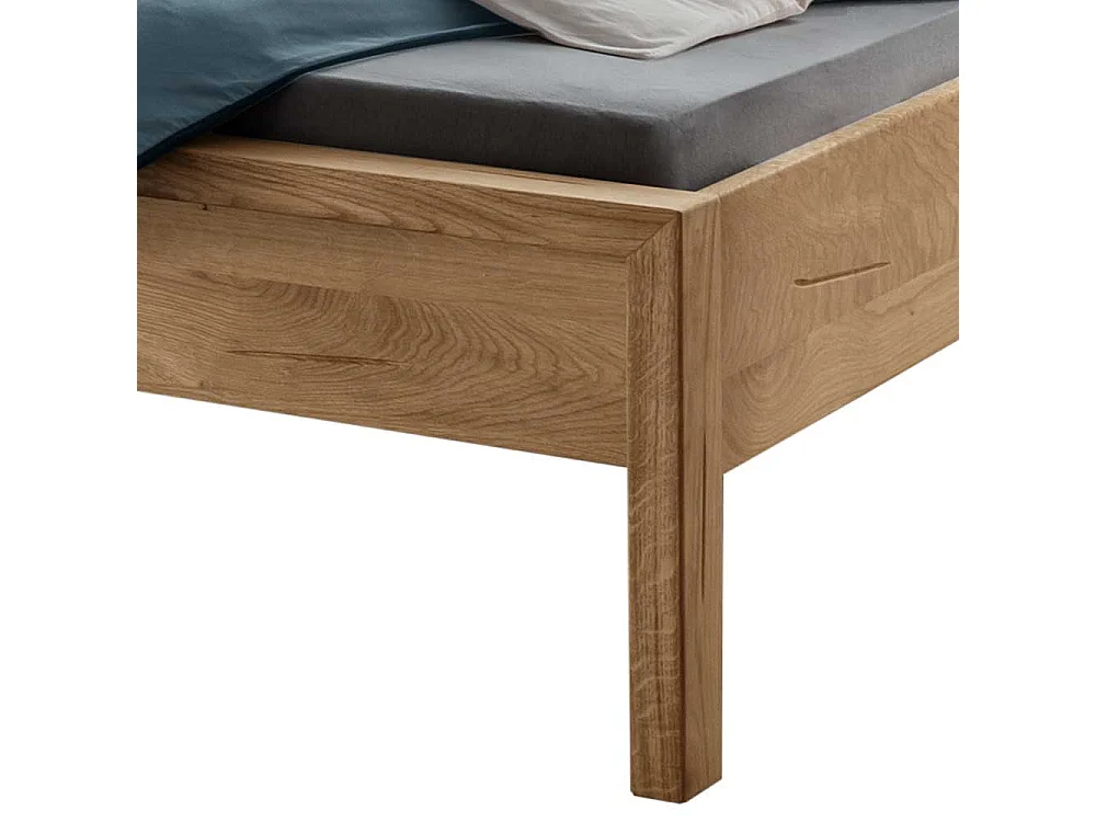 Wildeiche massiv Bett 140x200 in modernem Design 90 cm hoch
