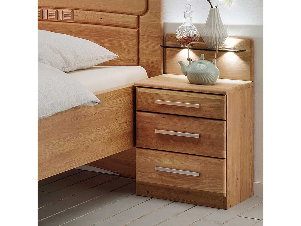 Seniorenbett aus Eiche teilmassiv Nachtkommode (zweiteilig)