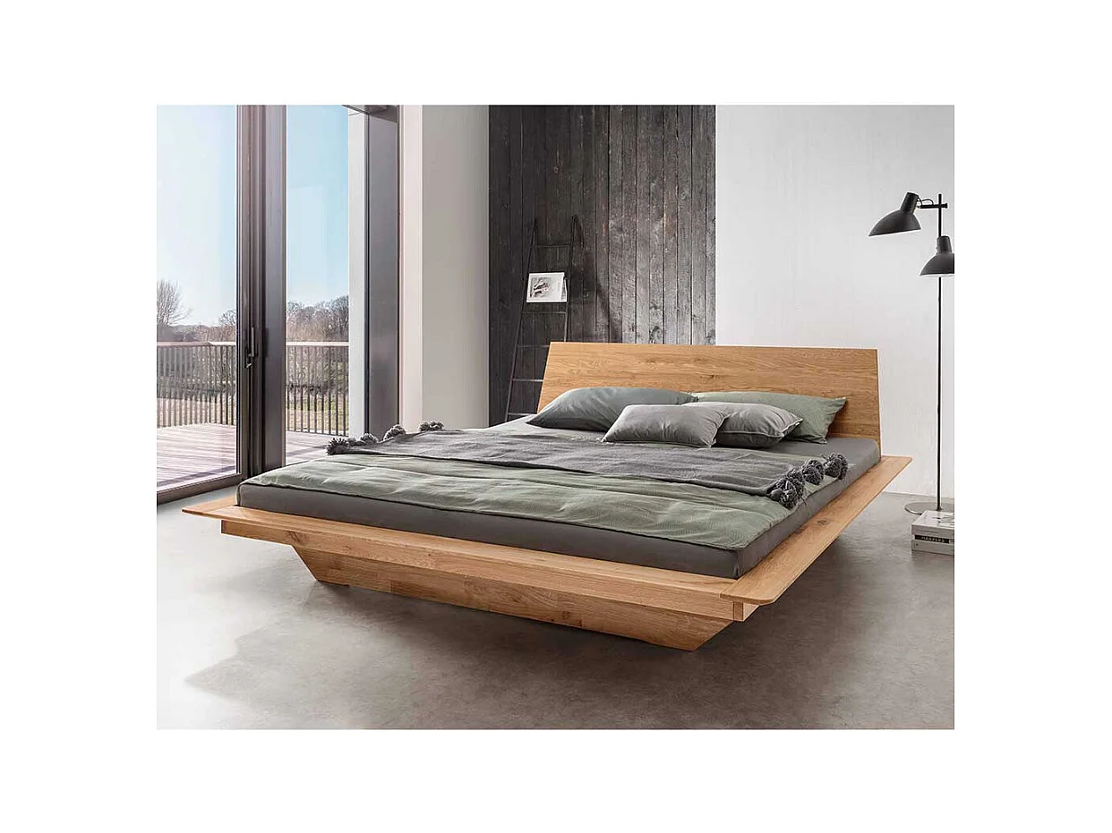 Bettgestell Doppelbett aus Wildeiche Massivholz 224 cm tief