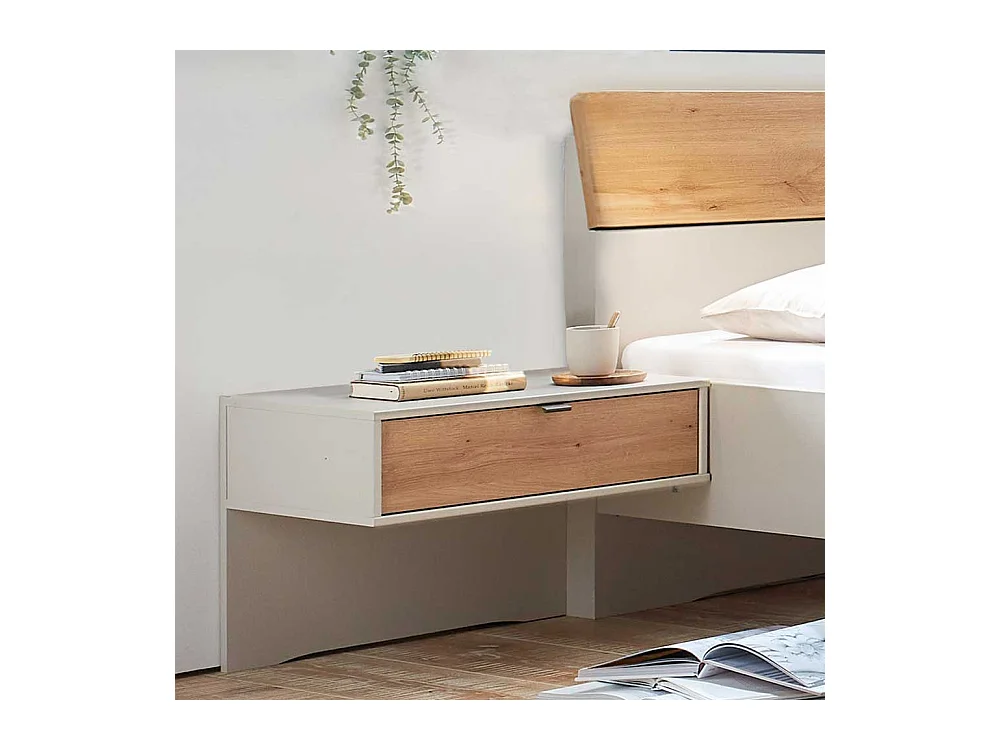 160 cm Doppelbett in Eiche Bianco und Beige Made in Germany