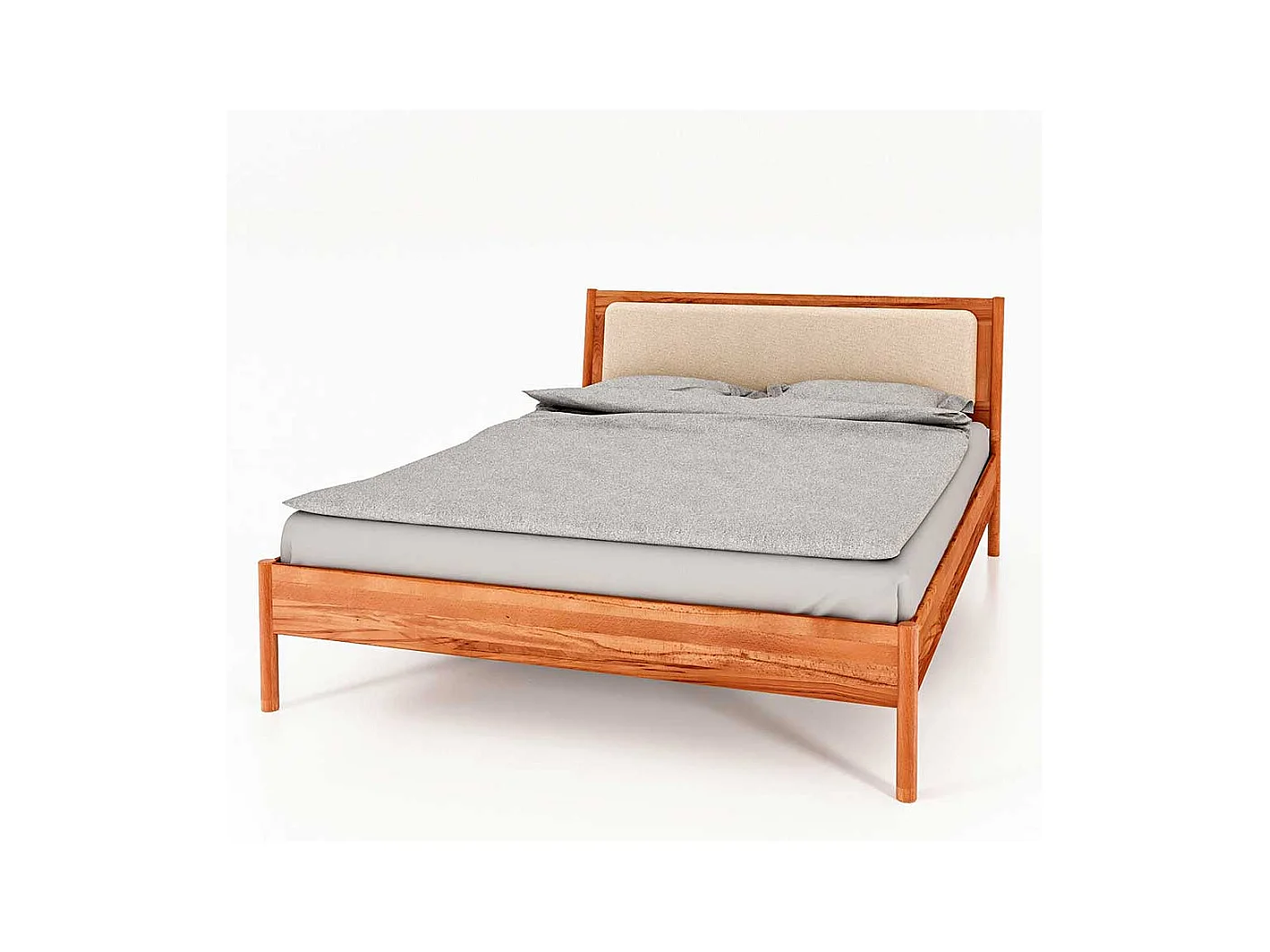 Wildbuche Holzbett mit Polster 38 cm Einstiegshöhe wahlweise mit Nachttisch