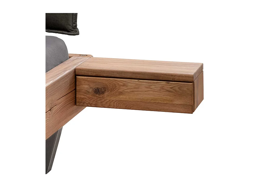 Industriestil Bett Bett aus Wildeiche Massivholz mit Bügelgestell