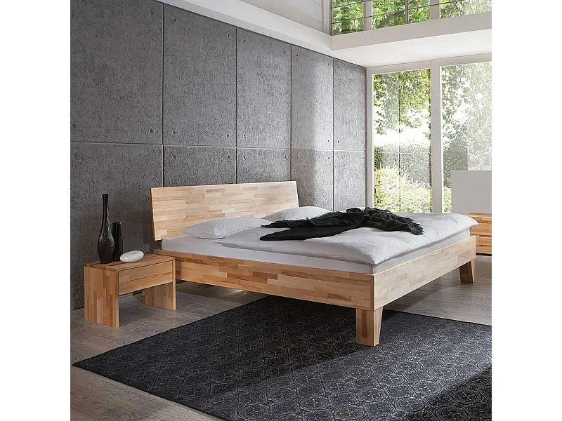 Singlebett aus Kernbuche Massivholz Überlänge (zweiteilig)