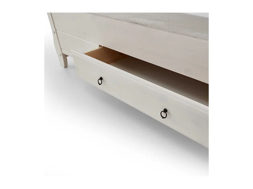 Holzbett in Weiß Grau Landhaus