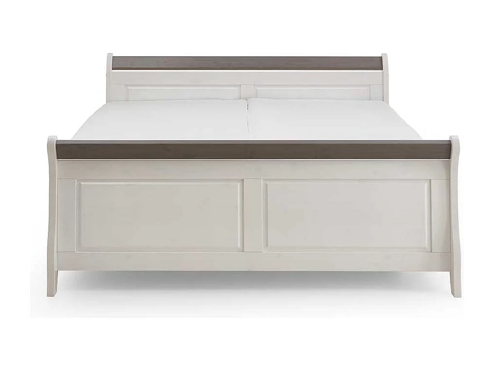 Holzbett in Weiß Grau Landhaus