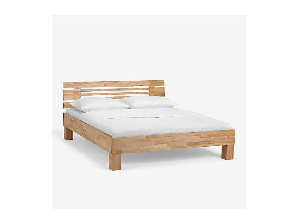 Bett mit 2 Nachtkonsolen Kernbuche Massivholz (dreiteilig)