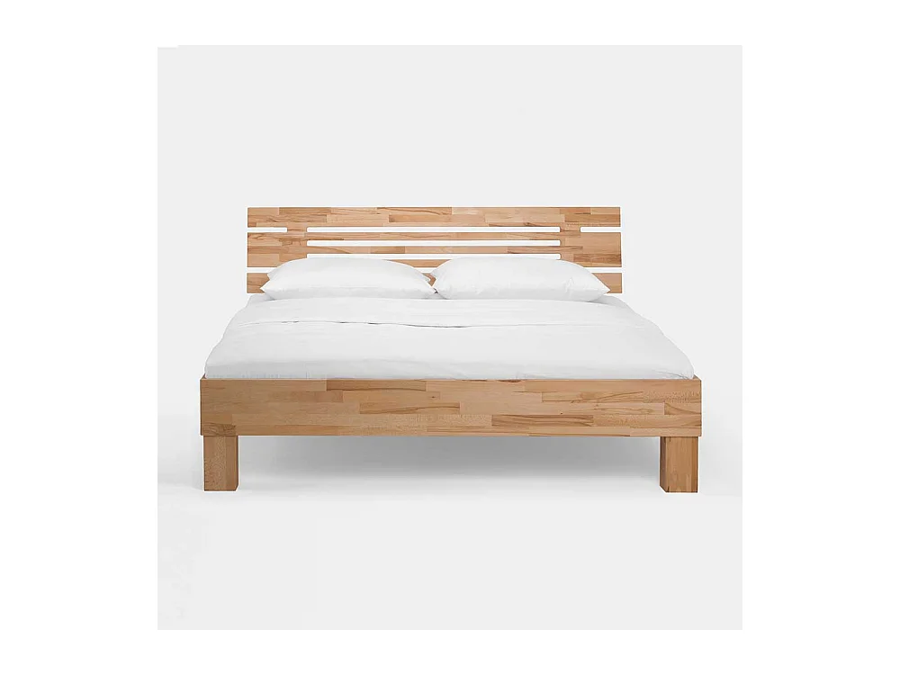 Bett mit 2 Nachtkonsolen Kernbuche Massivholz (dreiteilig)