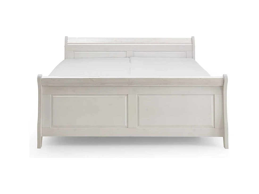 Weißes Holzbett aus Kiefer Massivholz Landhaus Design