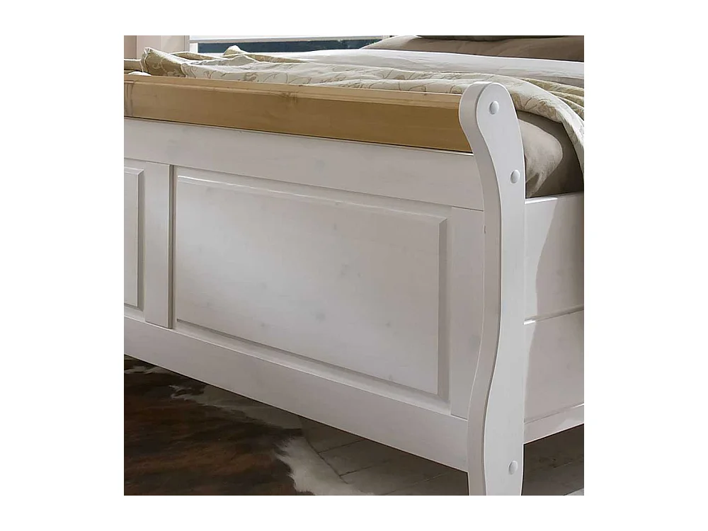 Doppelbett in Weiß Kiefer teilmassiv
