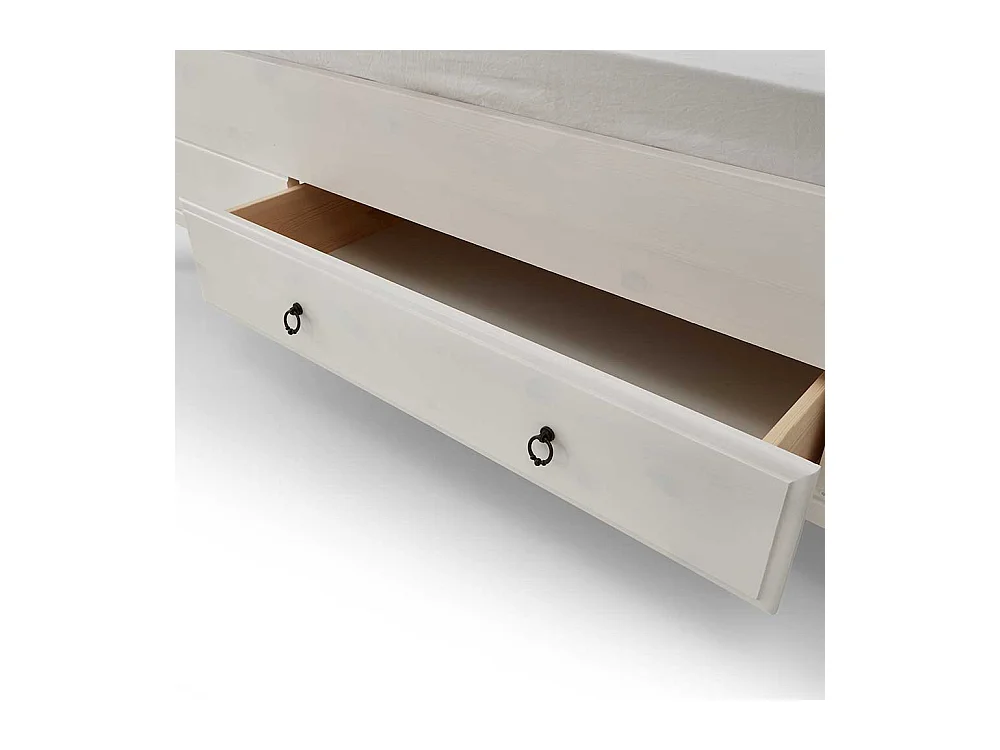 Doppelbett in Weiß Kiefer teilmassiv