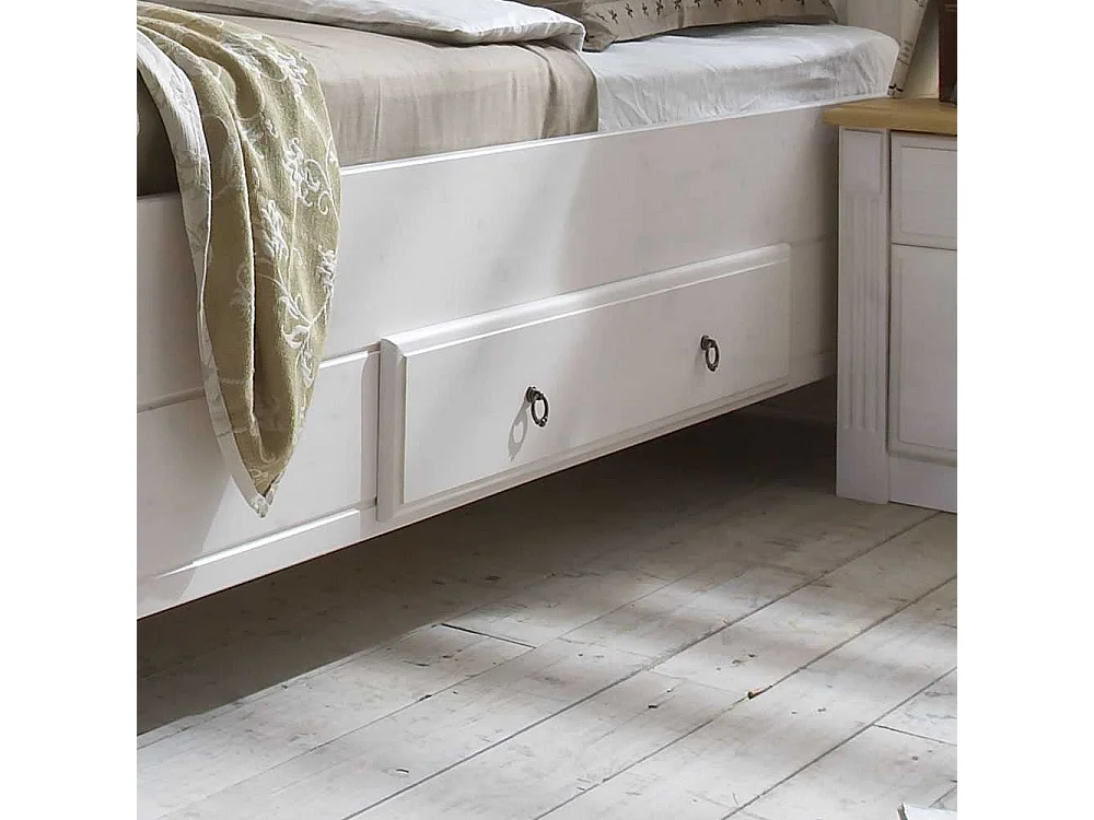 Doppelbett in Weiß Kiefer teilmassiv