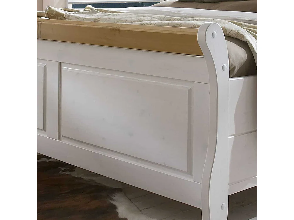 Doppelbett in Weiß Kiefer teilmassiv