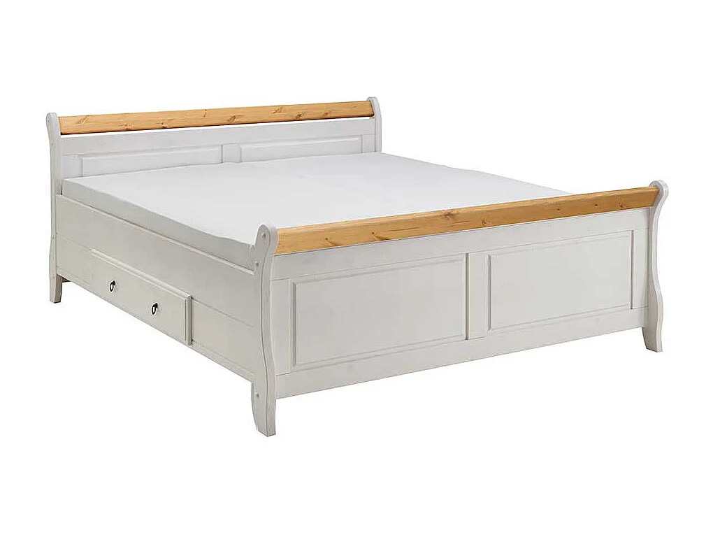 Doppelbett in Weiß Kiefer teilmassiv