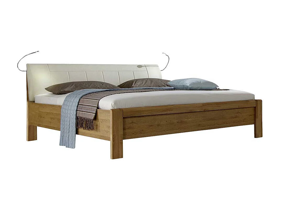 Eichebett mit Polsterkopfteil 180x200