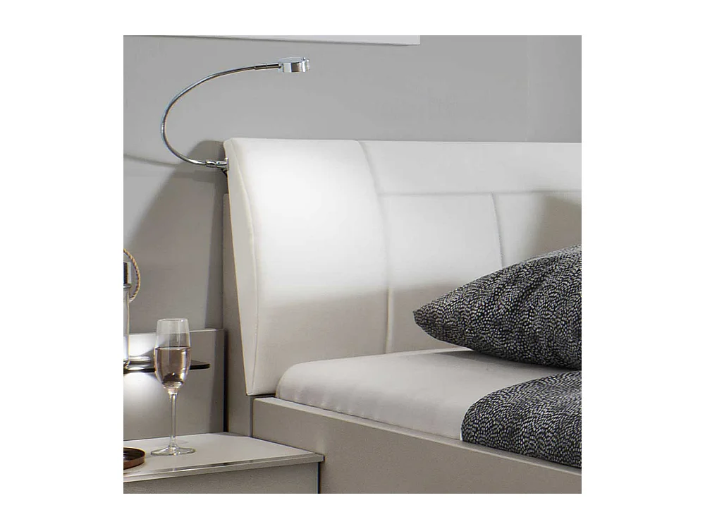 Bett in Hellgrau Weiß LED Beleuchtung (dreiteilig)