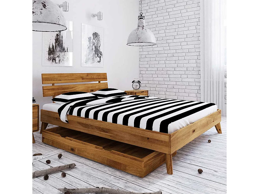 Futonbett aus Wildeiche Massivholz Bettkasten