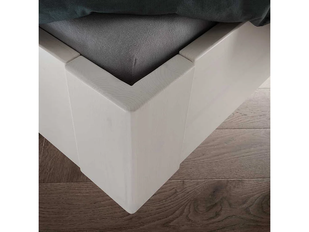 Doppel Bett Bett mit Polsterkopfteil in Weiß und Anthrazit