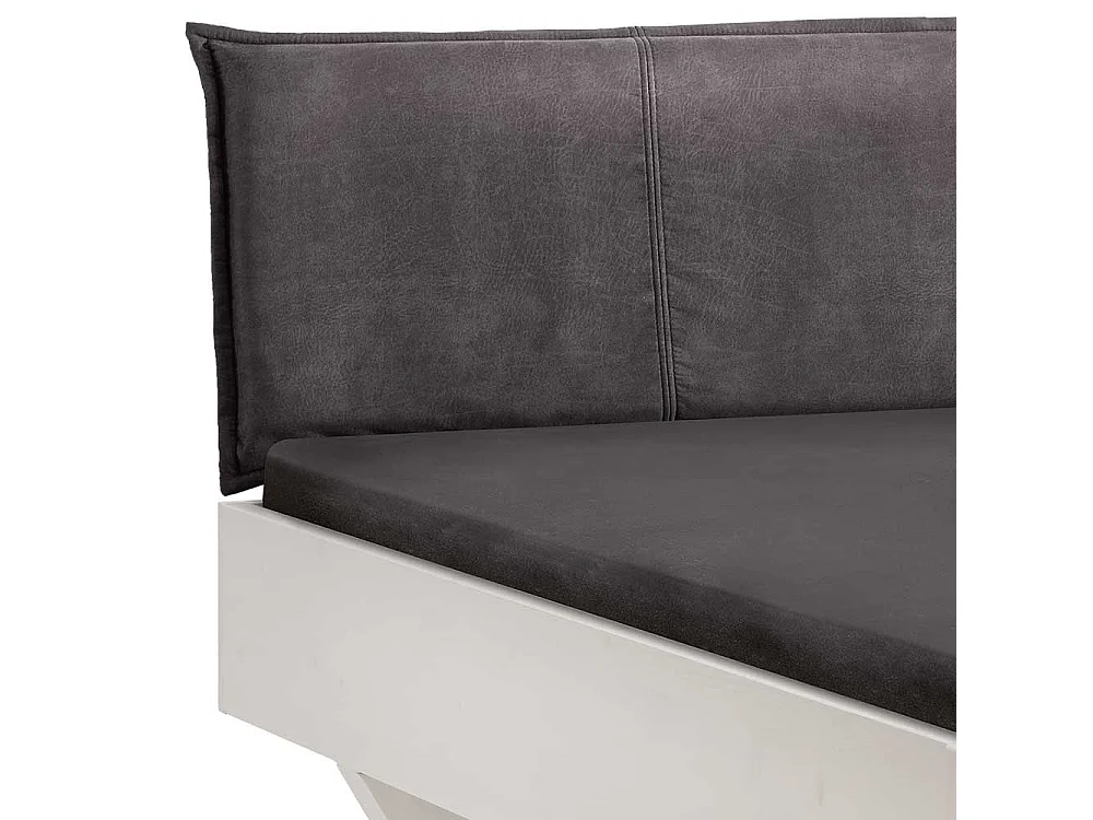 Doppel Bett Bett mit Polsterkopfteil in Weiß und Anthrazit