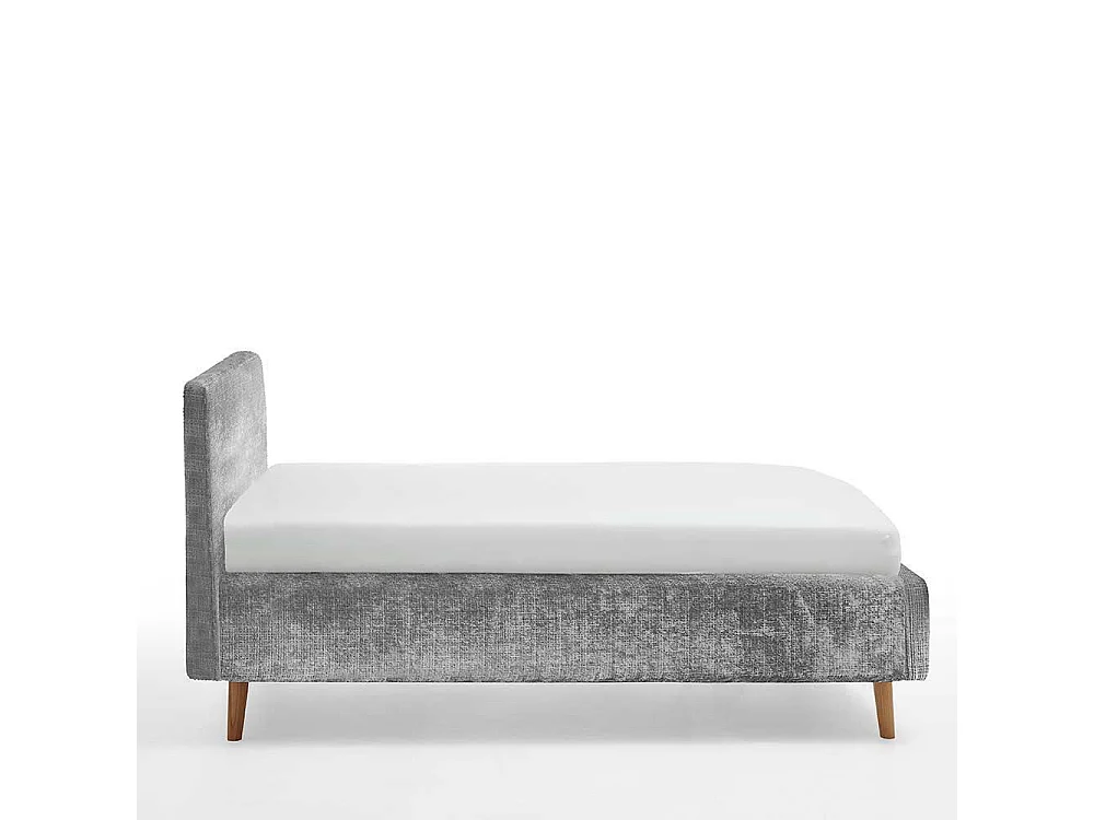 Polsterbettgestell grau mit hochklappbaren Lattenrosten 105 cm hoch