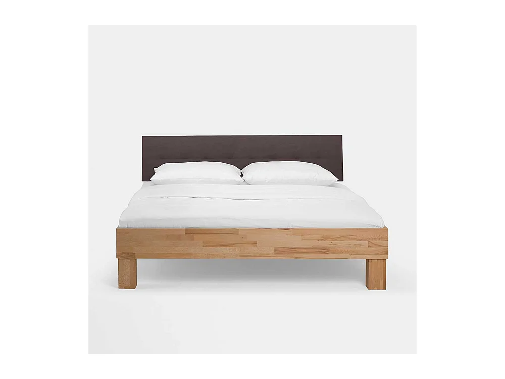 Doppelbett mit Polster in Dunkelbraun Kernbuche Massivholz (dreiteilig)