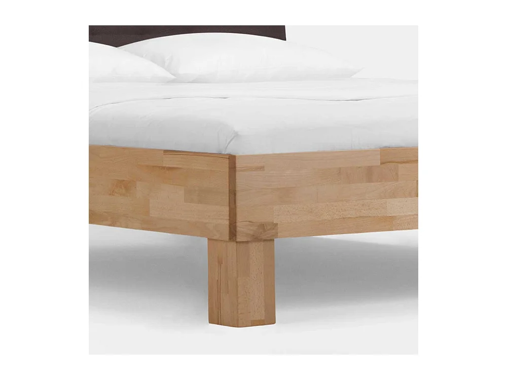 Doppelbett mit Polster in Dunkelbraun Kernbuche Massivholz (dreiteilig)