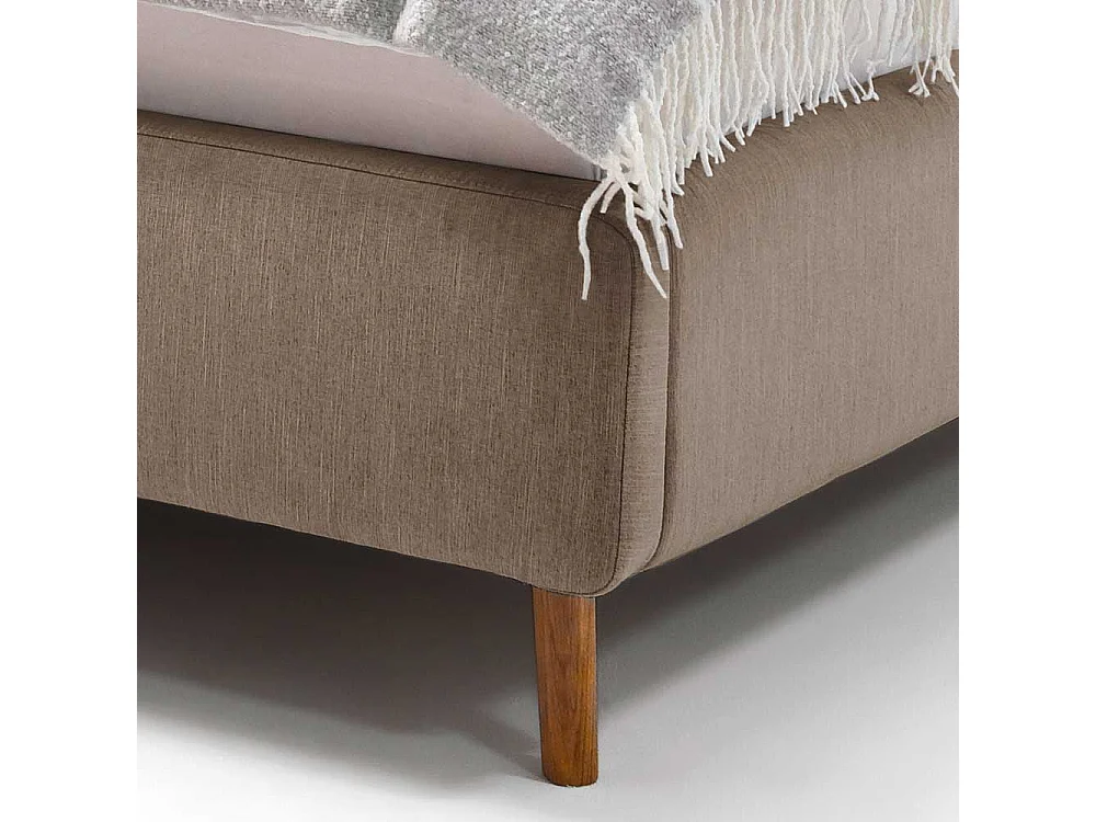 Doppeltbett in Beige Webstoff Bettkasten