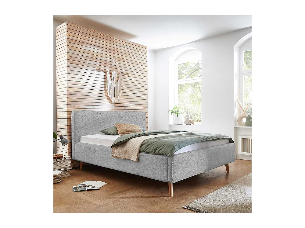 Polsterbett 160x200 180x200 in Grau Eichefarben